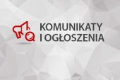 Baner z napisem "KOMUNIKATY I OGŁOSZENIA"