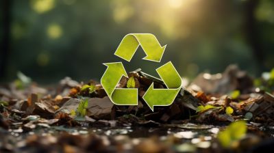 symbol recyklingu na tle podłoża leśnego