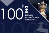 Fragment laski marszałkowskiej i napis 100 dni Zarządu Województwa Lubelskiego