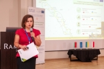 Dyrektor Wykonawczy Euroregionu "Karpaty - Ukraina", Halina Lytvyn prezentuje założenia projektu "RoweLove Roztocze - razem pomimo granic"